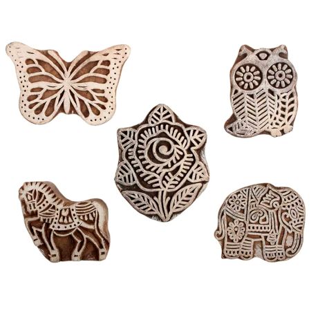 Set of 5 Piece New Mix Wooden Printing Block